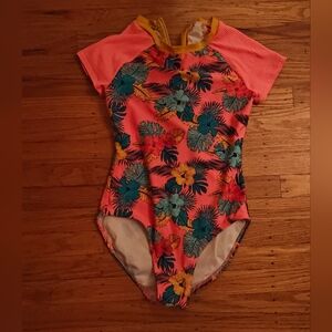 art class Coral Floral Short Sleeve One-Piece Swimsuit